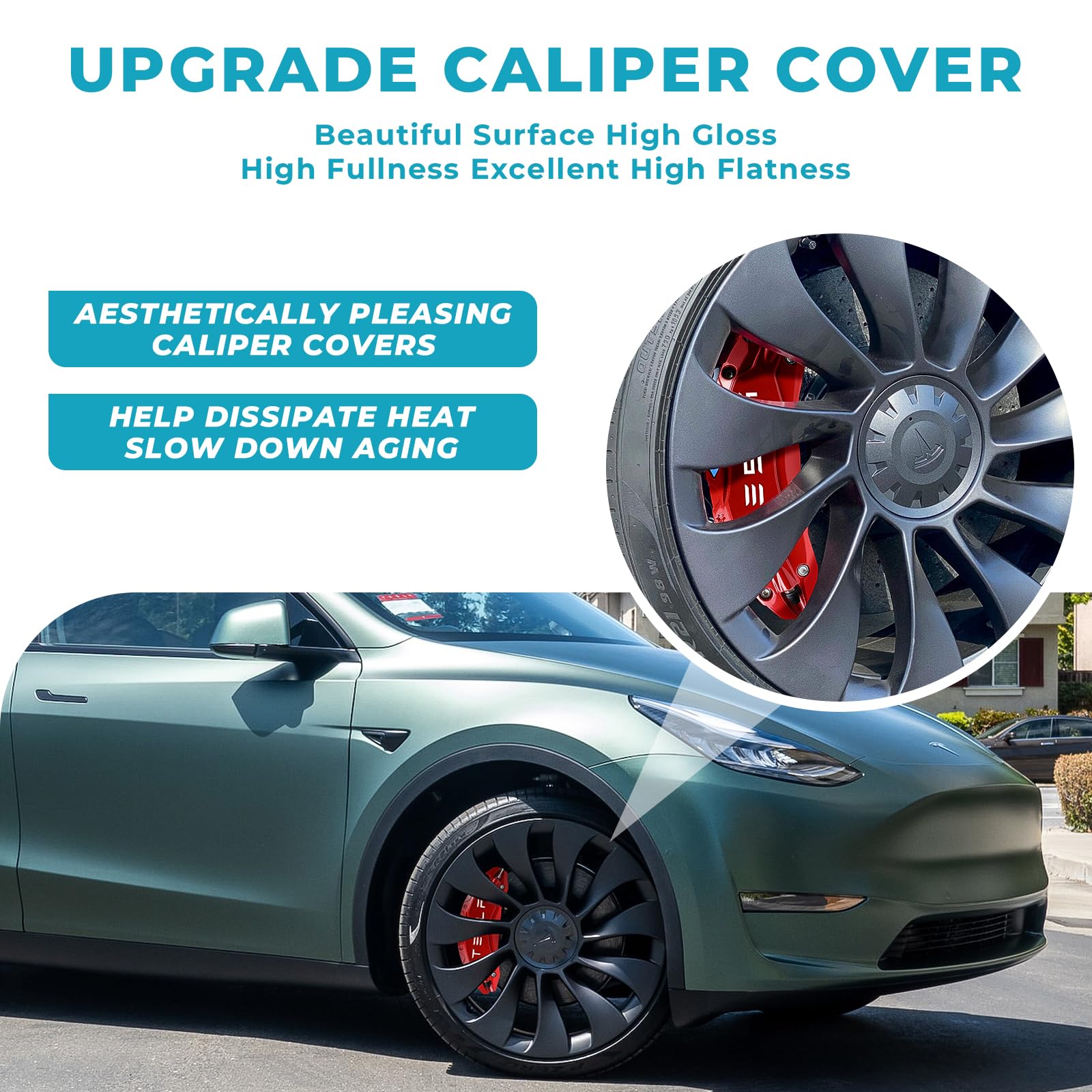Amazon.co.jp: QKVCX キャリパーカバー 2017-2023 Tesla Model Y